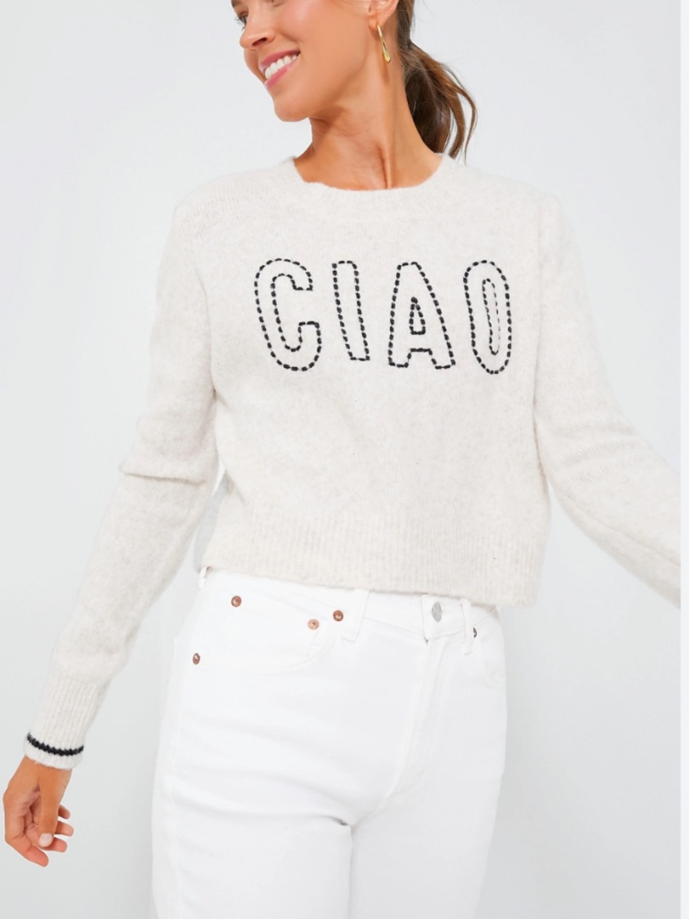 Z supply Milan CIAO ribbed crew sweater light oatmeal size m